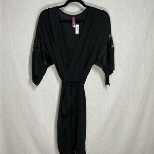 Adore Me Black Desiree Robe in 0X NWT